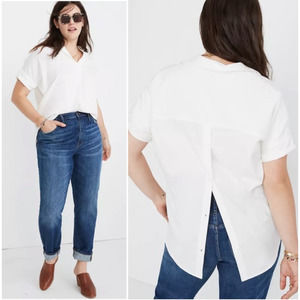 Madewell Courier Popover Button-Back Oversized Shirt in Pure White Size 2X